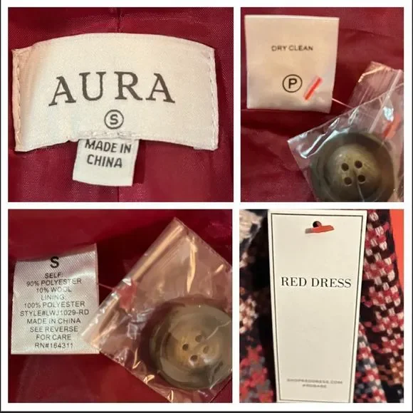 Red Dress Boutique Aura Ready For Change Berry Plaid Coat Oversized Pink Blue S - Picture 12 of 13